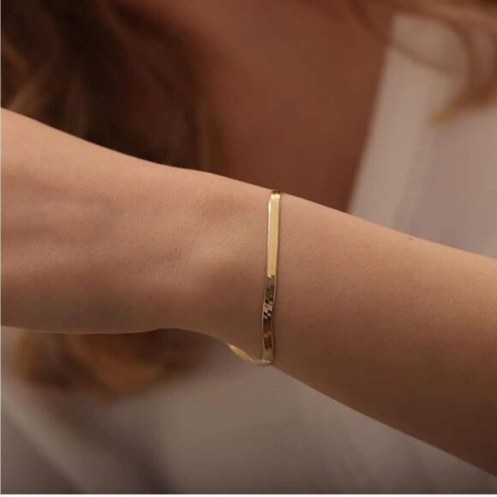 Gold 18k Gold Plated Herringbone Bracelet